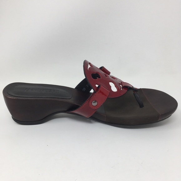 Paul Green Sandals Red Patent Leather Flip Flop Size 6 - Picture 10 of 12